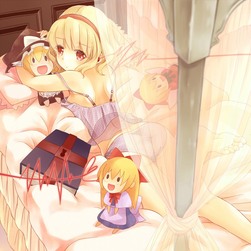 kirisame marisa, alice margatroid, shanghai doll, and hourai doll (touhou) drawn by taoru