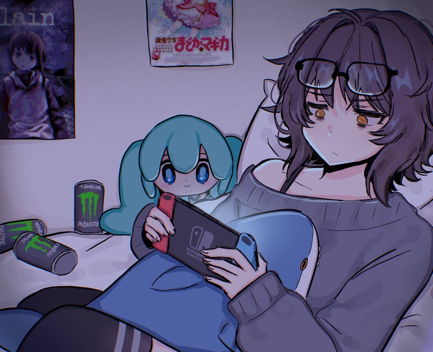 hatsune miku and aki (original and 3 more) drawn by snale