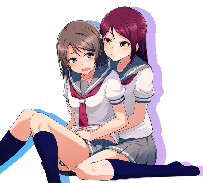 watanabe you and sakurauchi riko (love live! and 1 more) drawn by nanotsuki