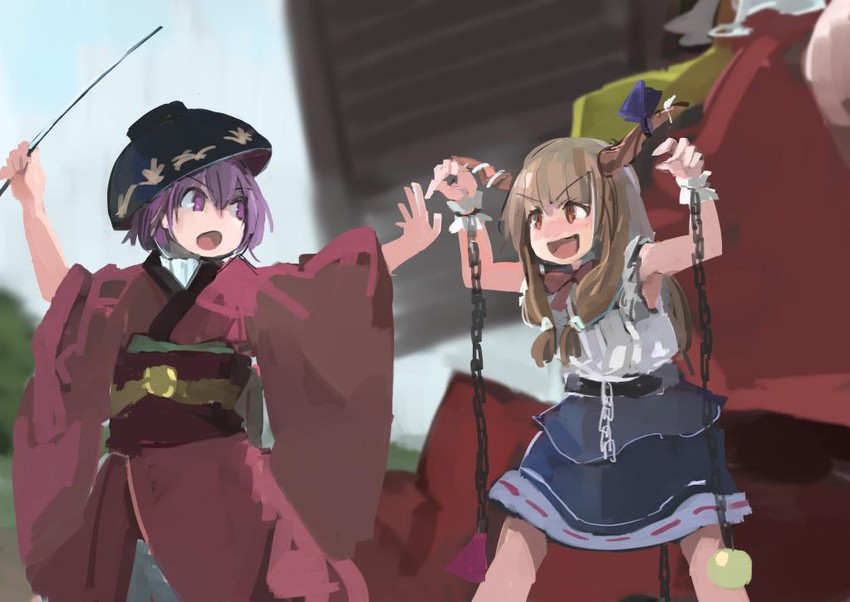 hakurei reimu, ibuki suika, and sukuna shinmyoumaru (touhou) drawn by ichiba_youichi