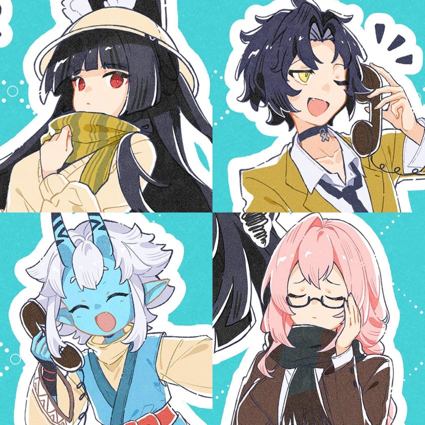 hoshimi miyabi, tsukishiro yanagi, soukaku, and asaba harumasa (zenless zone zero) drawn by c_ixxp