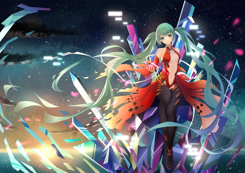 hatsune miku and yuzuriha inori (vocaloid and 1 more) drawn by catcan