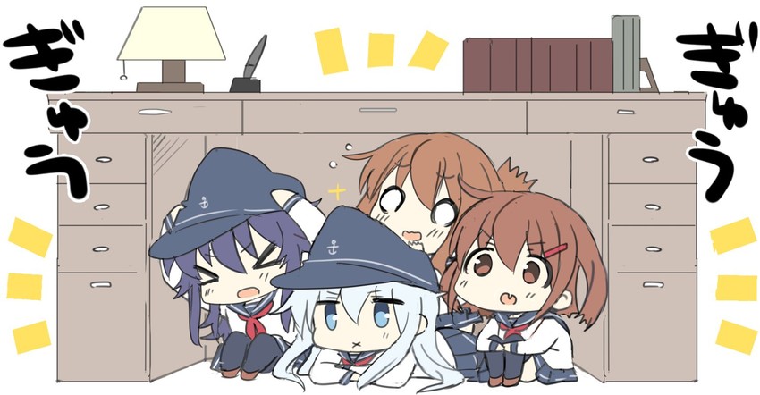 hibiki, inazuma, ikazuchi, and akatsuki (kantai collection) drawn by hizuki_yayoi