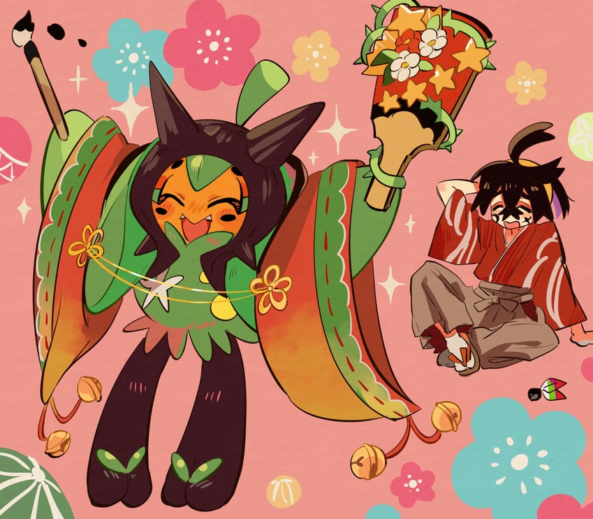kieran and ogerpon (pokemon and 1 more) drawn by assassinookayu