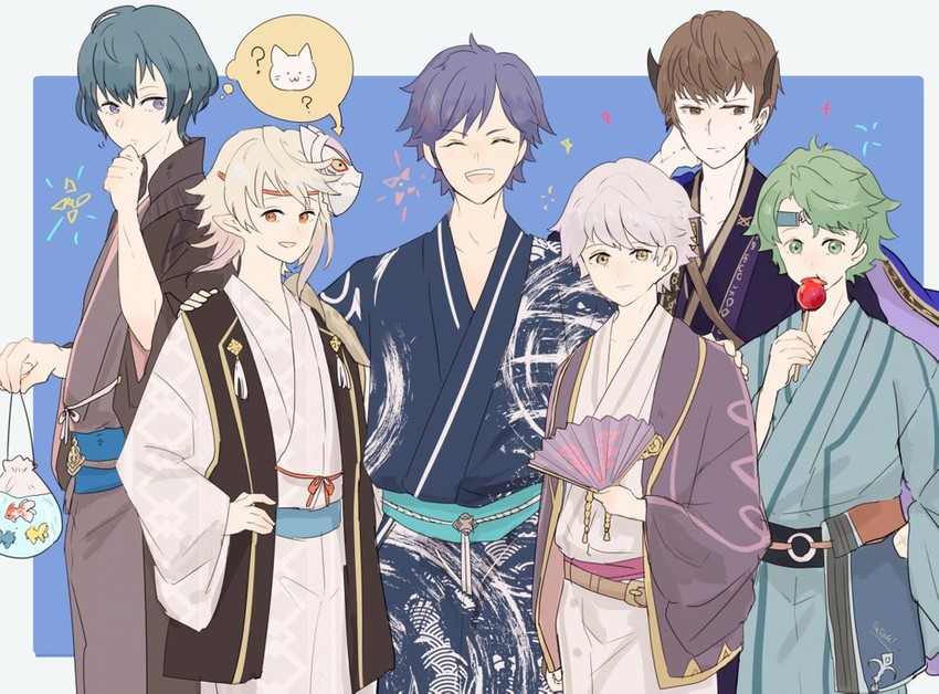 male byleth, male robin, male corrin, chrom, alm, and 2 more (fire emblem and 5 more) drawn by sasaki_(dkenpisss)