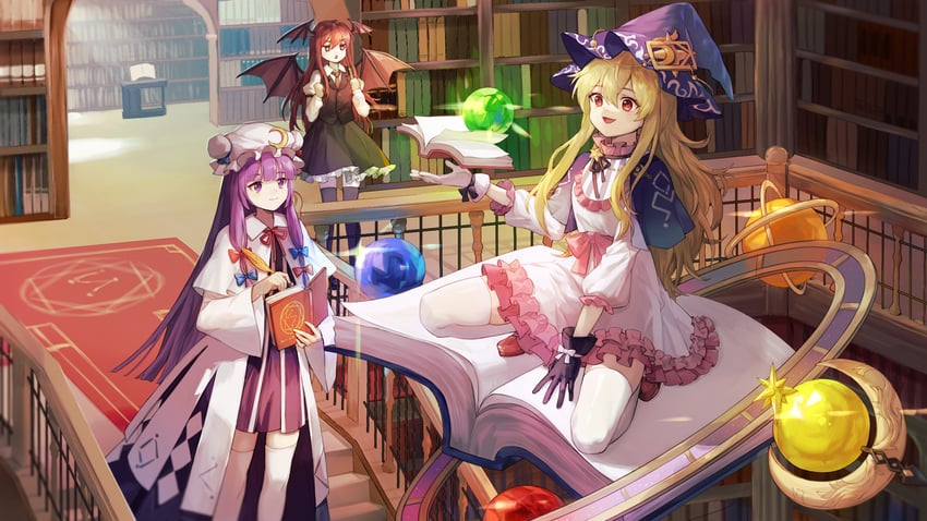 patchouli knowledge, koakuma, and keisenko (original and 1 more) drawn by rhachen