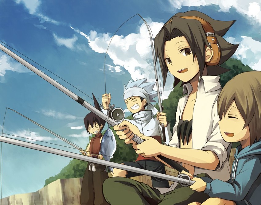 asakura yoh, usui horokeu, tao ren, and oyamada manta (shaman king) drawn by aki-t