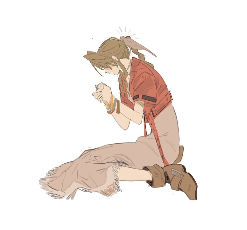 aerith gainsborough (final fantasy and 1 more) drawn by lentymet