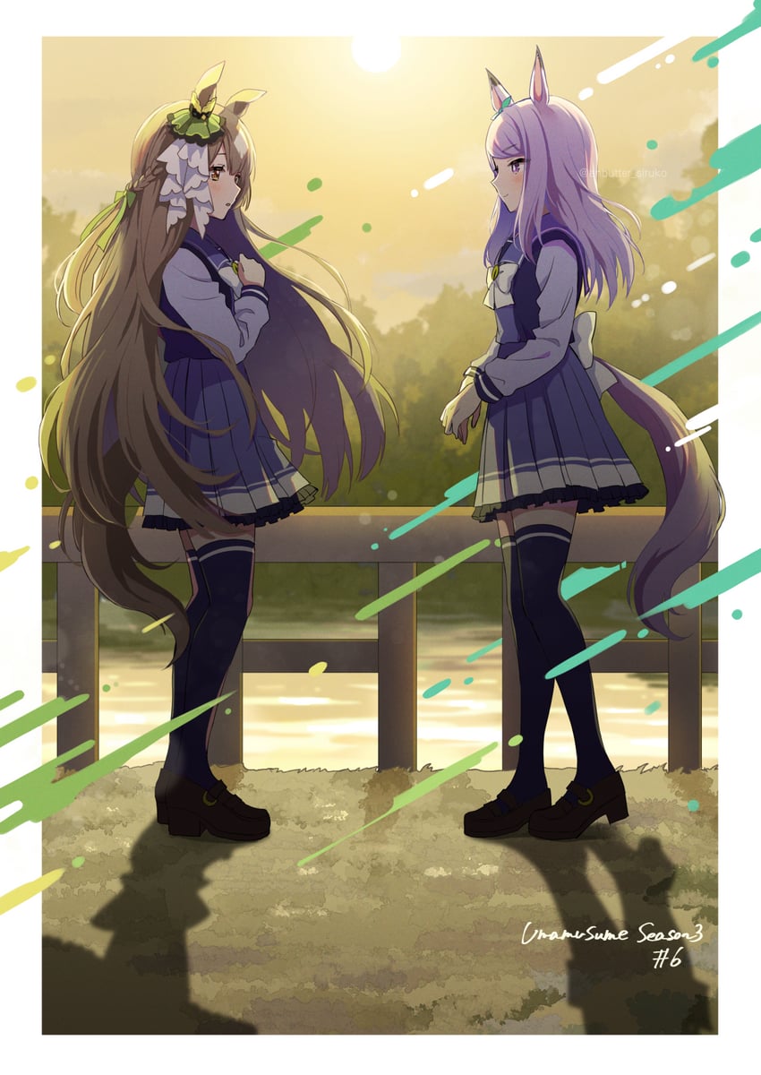 mejiro mcqueen and satono diamond (umamusume) drawn by anbutter_siruko