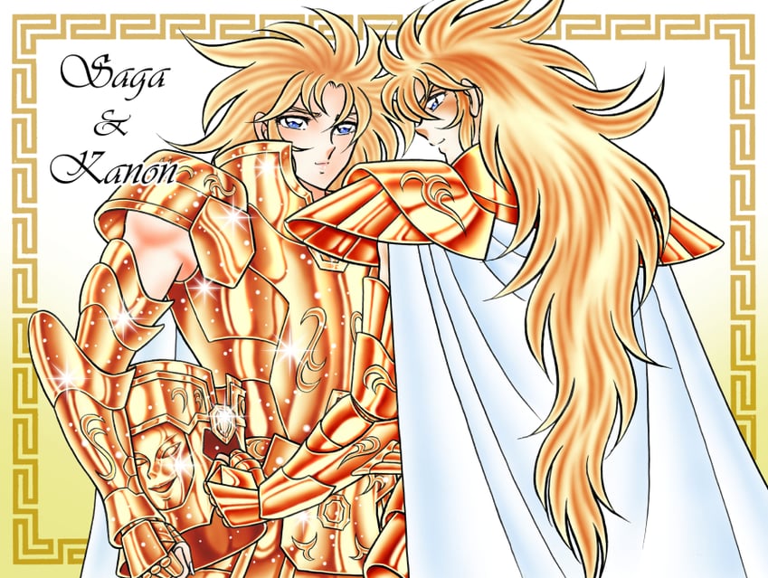 gemini saga and gemini kanon (saint seiya) drawn by ouki_shingo