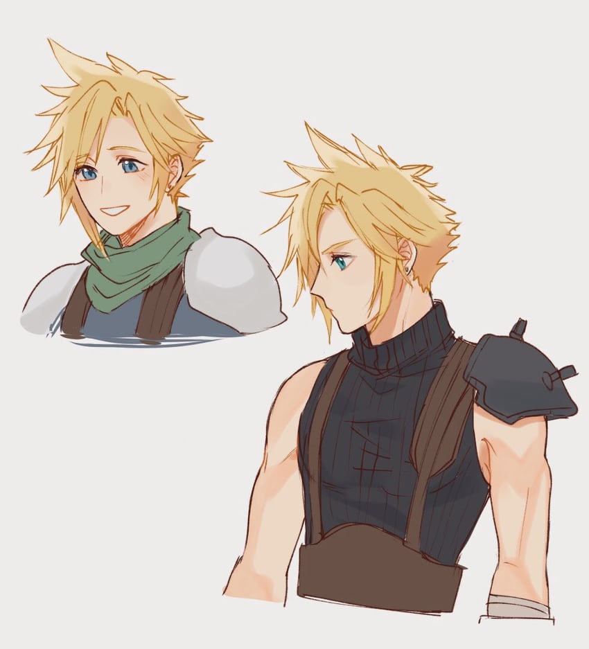 cloud strife (final fantasy and 2 more) drawn by 0_ebj