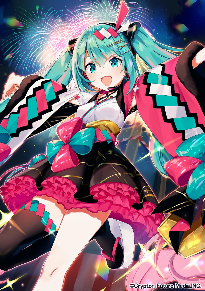 hatsune miku and magical mirai miku (vocaloid and 1 more) drawn by ninahachi