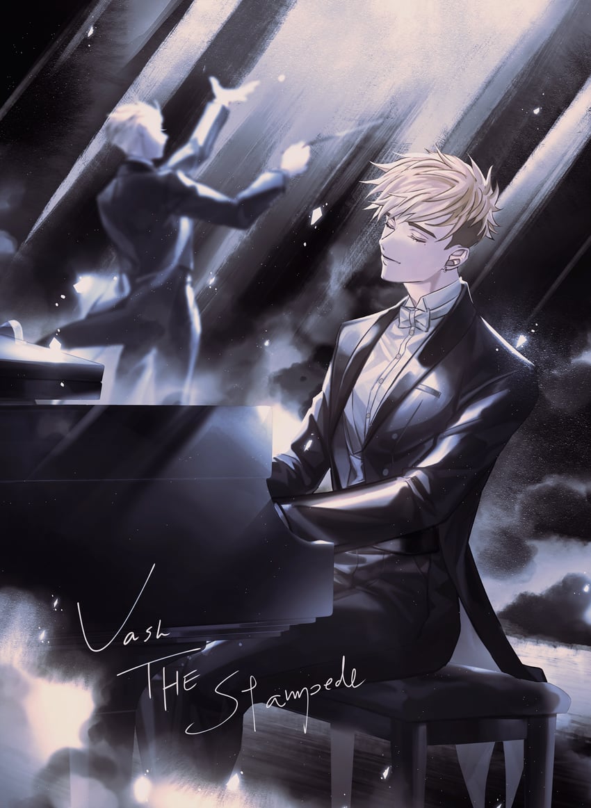 vash the stampede and millions knives (trigun and 1 more) drawn by yakikesen