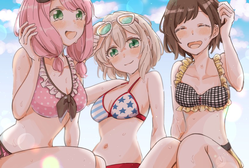 aoba moca, uehara himari, and hazawa tsugumi (bang dream!) drawn by zawameki