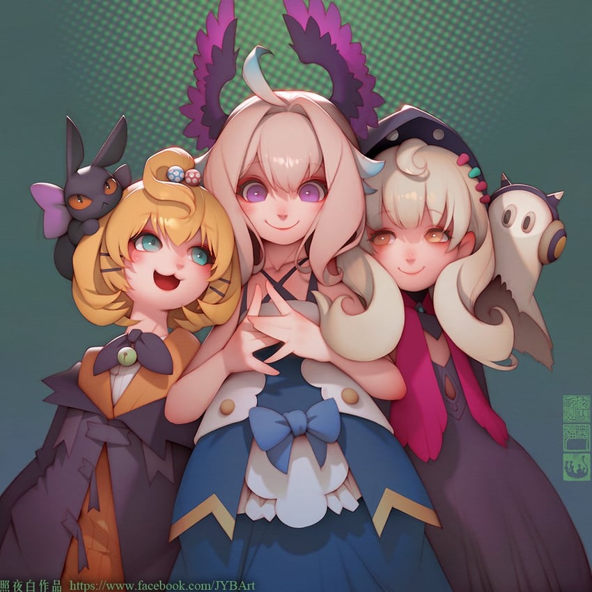 enna alouette, millie parfait, reimu endou, lucie, and poppi (nijisanji and 1 more) drawn by zhaoyebai