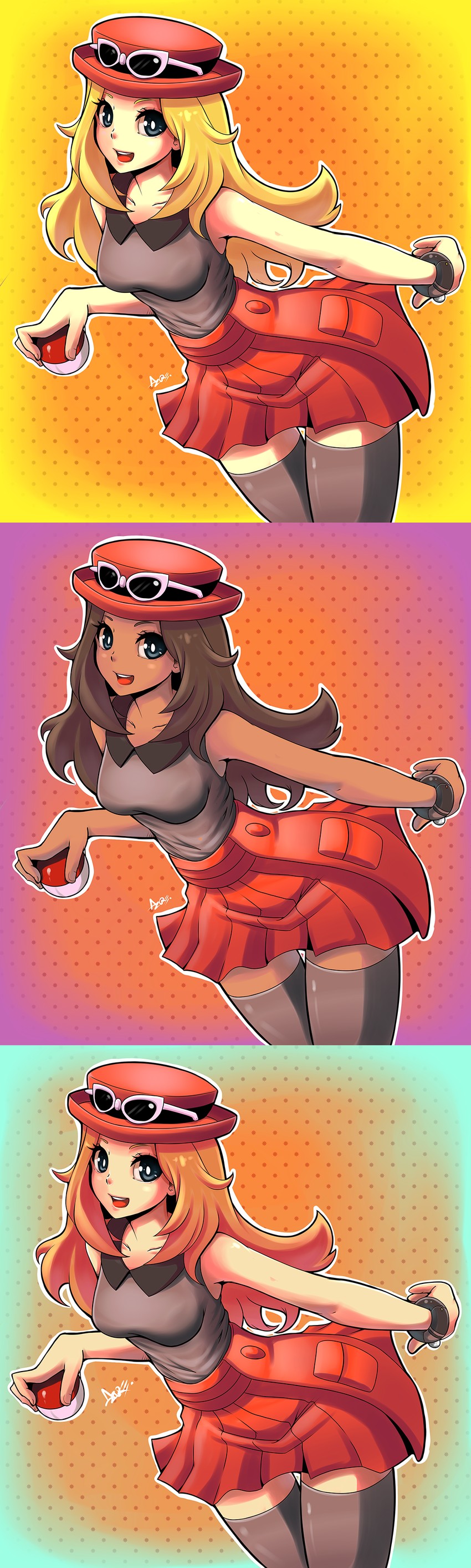 serena (pokemon and 1 more) drawn by azure_(azurebladexiii)