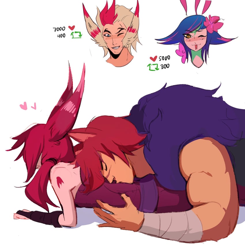 xayah, neeko, and sett (league of legends) drawn by aleriy