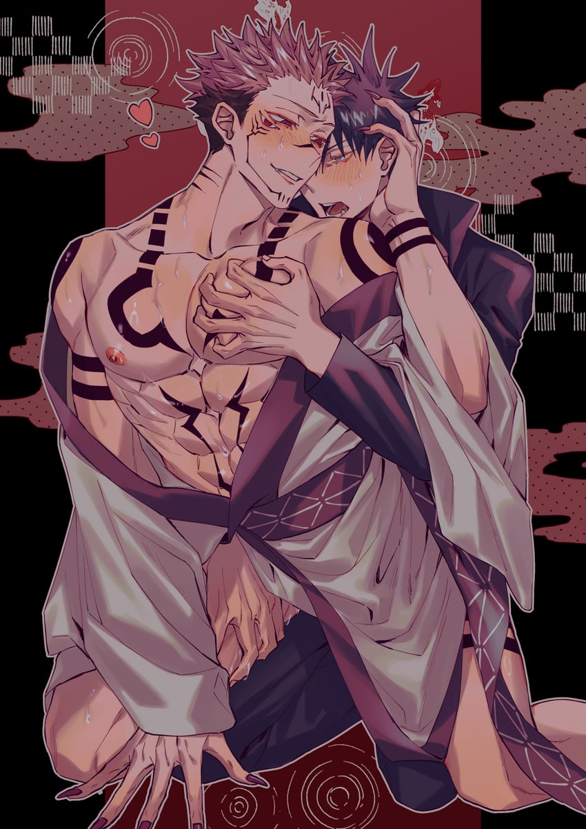 fushiguro megumi and ryoumen sukuna (jujutsu kaisen) drawn by azukiharuta_ju