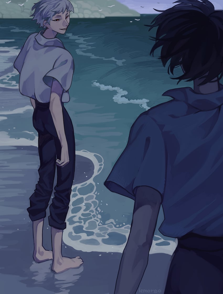 indou hikaru and tsujinaka yoshiki (hikaru ga shinda natsu) drawn by lemorgo
