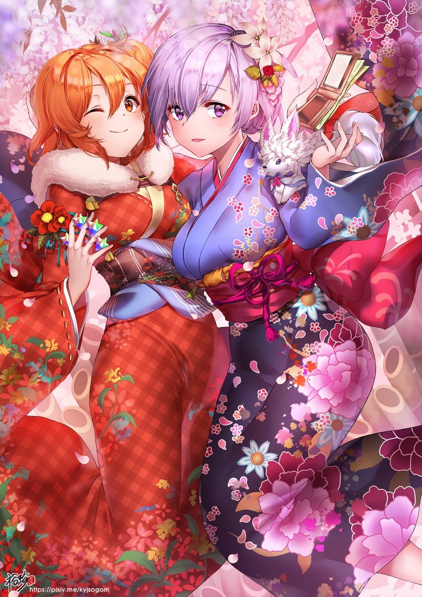 mash kyrielight, fujimaru ritsuka, and fou (fate and 1 more) drawn by kyjsogom