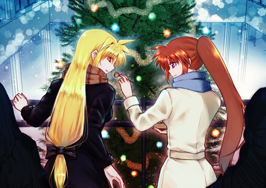 fate testarossa and takamachi nanoha (lyrical nanoha and 1 more) drawn by leoheart