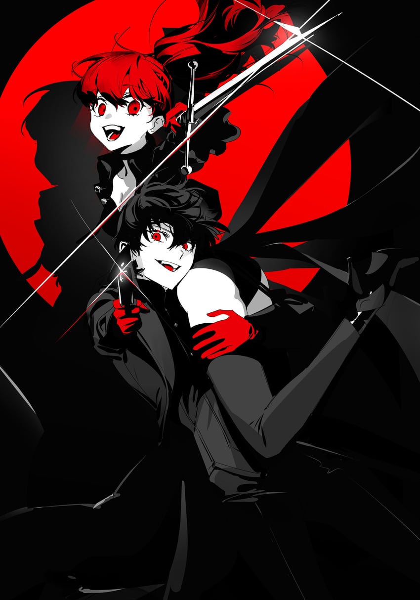 amamiya ren, yoshizawa kasumi, joker, and violet (persona and 2 more) drawn by ssabdeog