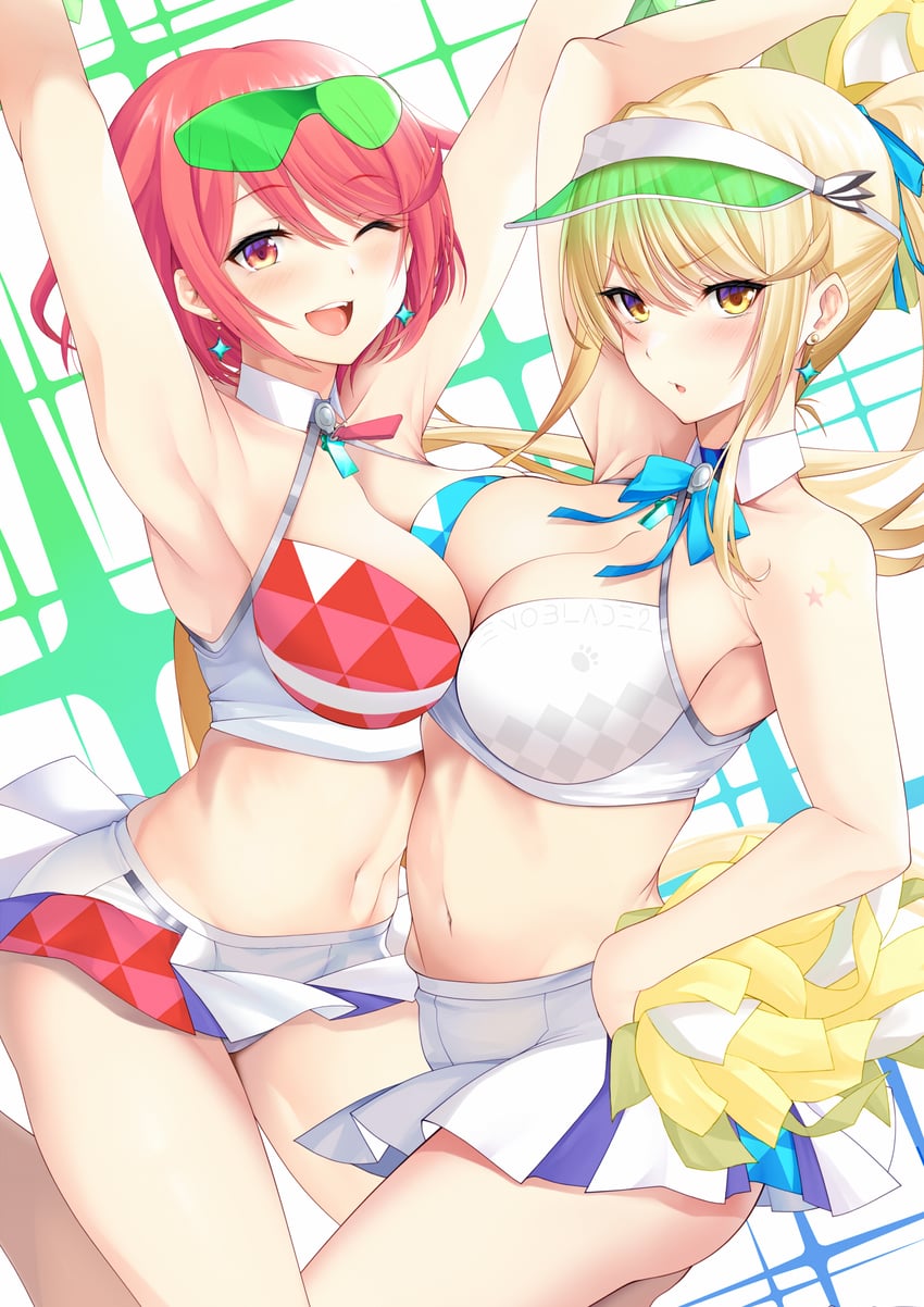 pyra and mythra (blue archive and 2 more) drawn by daive