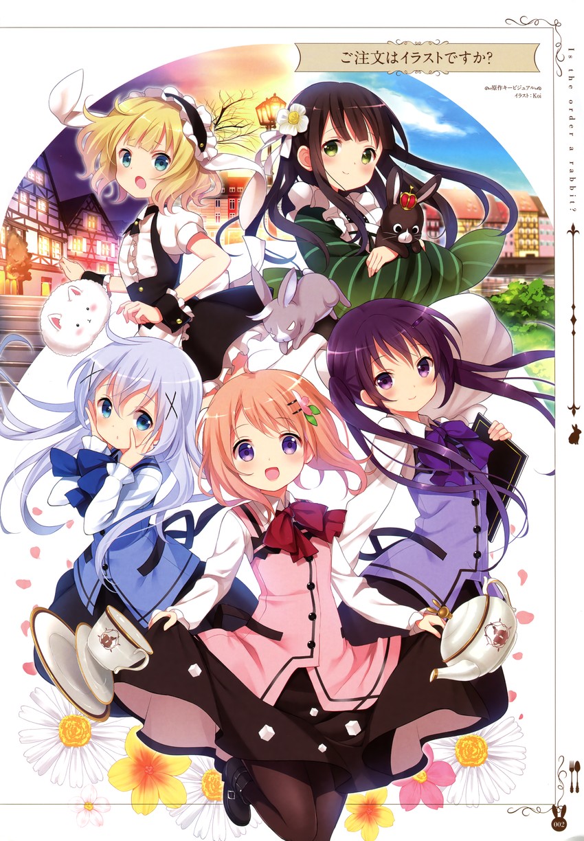 kafuu chino, hoto cocoa, kirima syaro, tippy, tedeza rize, and 3 more (gochuumon wa usagi desu ka?) drawn by koi_(koisan)