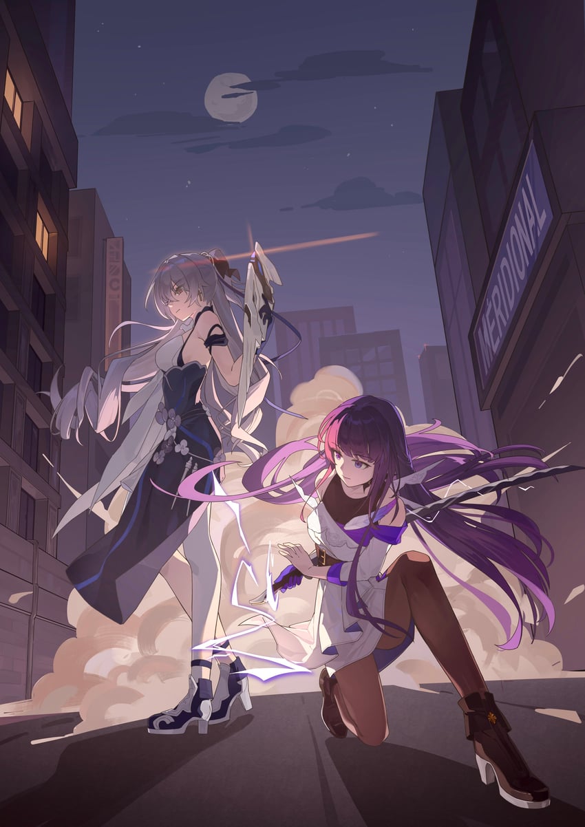 raiden mei and bronya zaychik (honkai and 1 more) drawn by mayyy