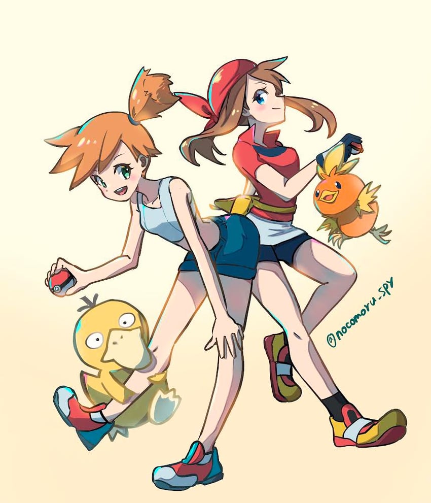 may, misty, torchic, and psyduck (pokemon and 2 more) drawn by nocomoru_spy