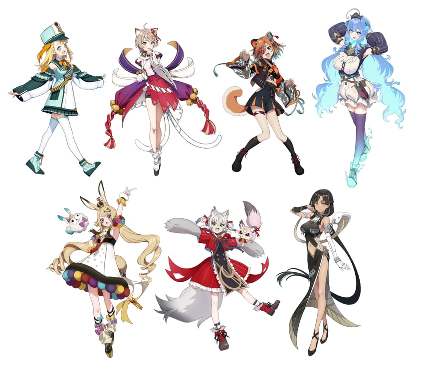 rikudou yura, suzune nia, miyoshino shiki, pengin pina, anon non, and 3 more (comiket 102 and 1 more) drawn by makicha_(sasurainopink)