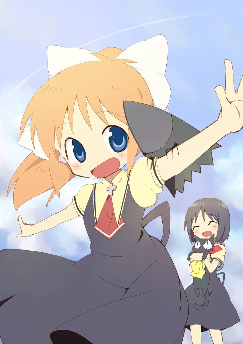 kamio misuzu, shinonome nano, professor shinonome, sakamoto, kirishima kano, and 2 more (nichijou and 2 more) drawn by nakoumi_kokoro