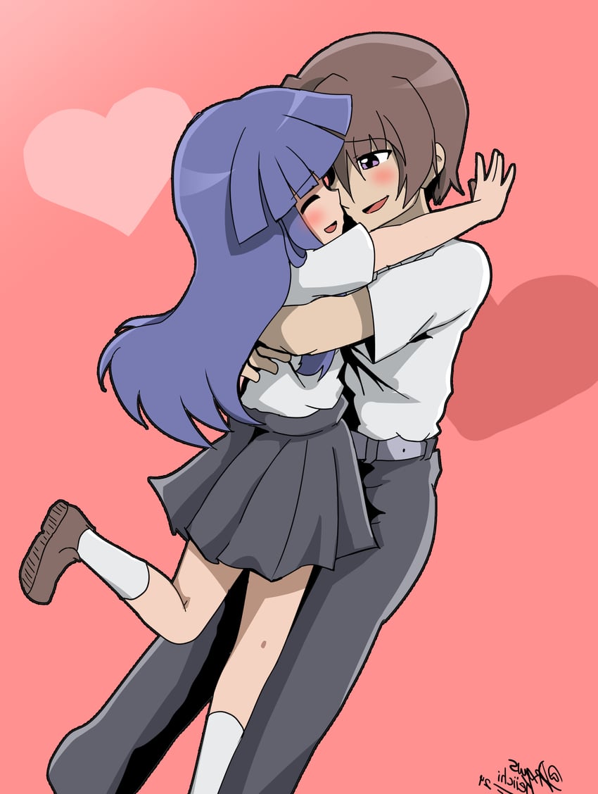 furude rika and maebara keiichi (higurashi no naku koro ni) drawn by drawskeiichi