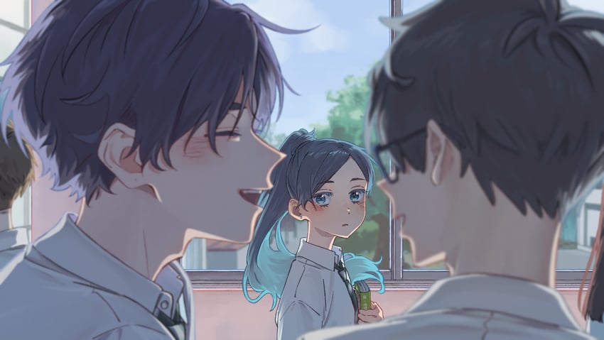 orimotou hajime, nikaido yuuji, and ashina izumi (original) drawn by mi_(pic52pic)