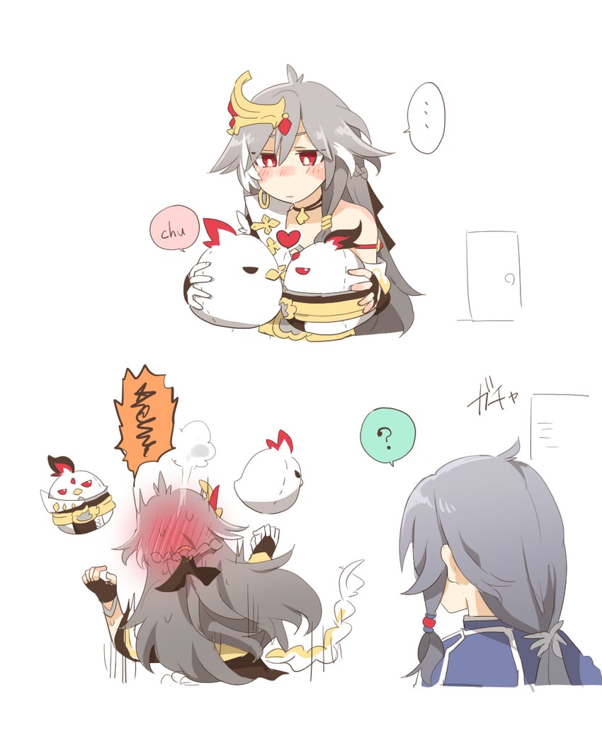 fu hua, herrscher of sentience, and jingwei (honkai and 1 more) drawn by rebecca_(keinelove)
