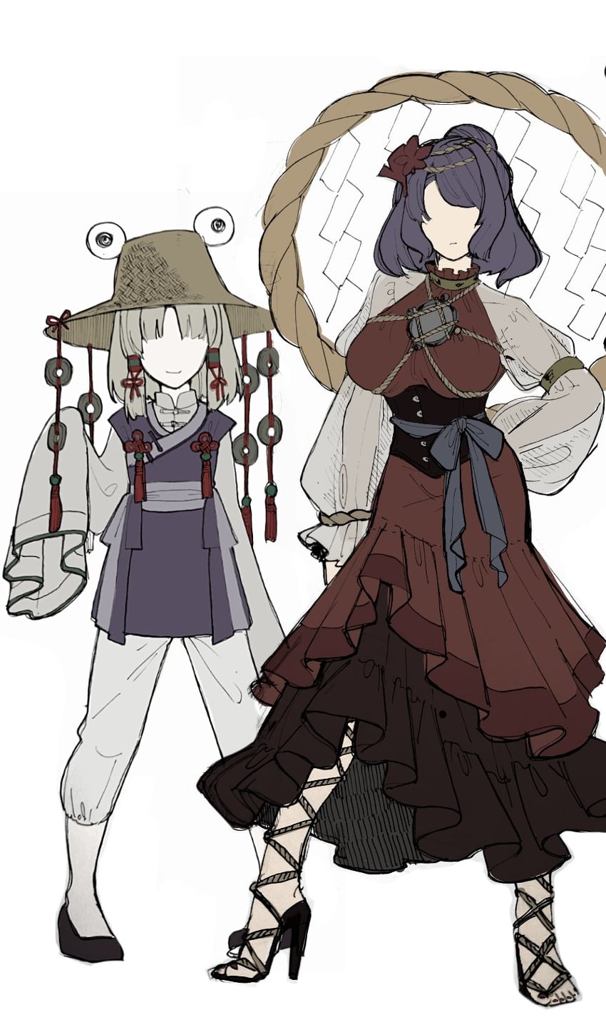 moriya suwako and yasaka kanako (touhou) drawn by whoru