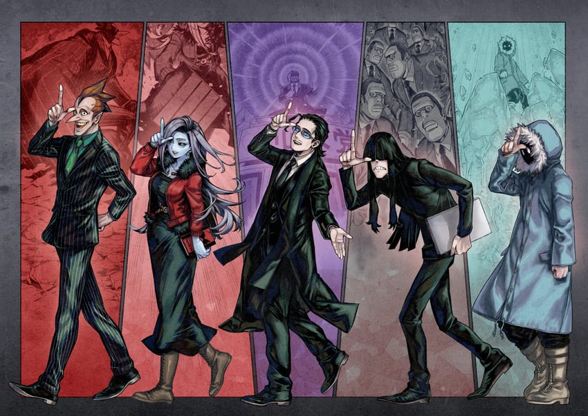 re-destro, skeptic, trumpet, geten, and curious (boku no hero academia) drawn by gb0071fg