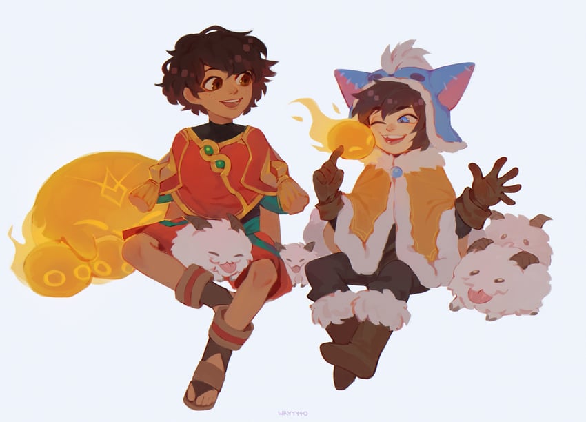 poro, nunu, and milio (league of legends) drawn by wryyyto