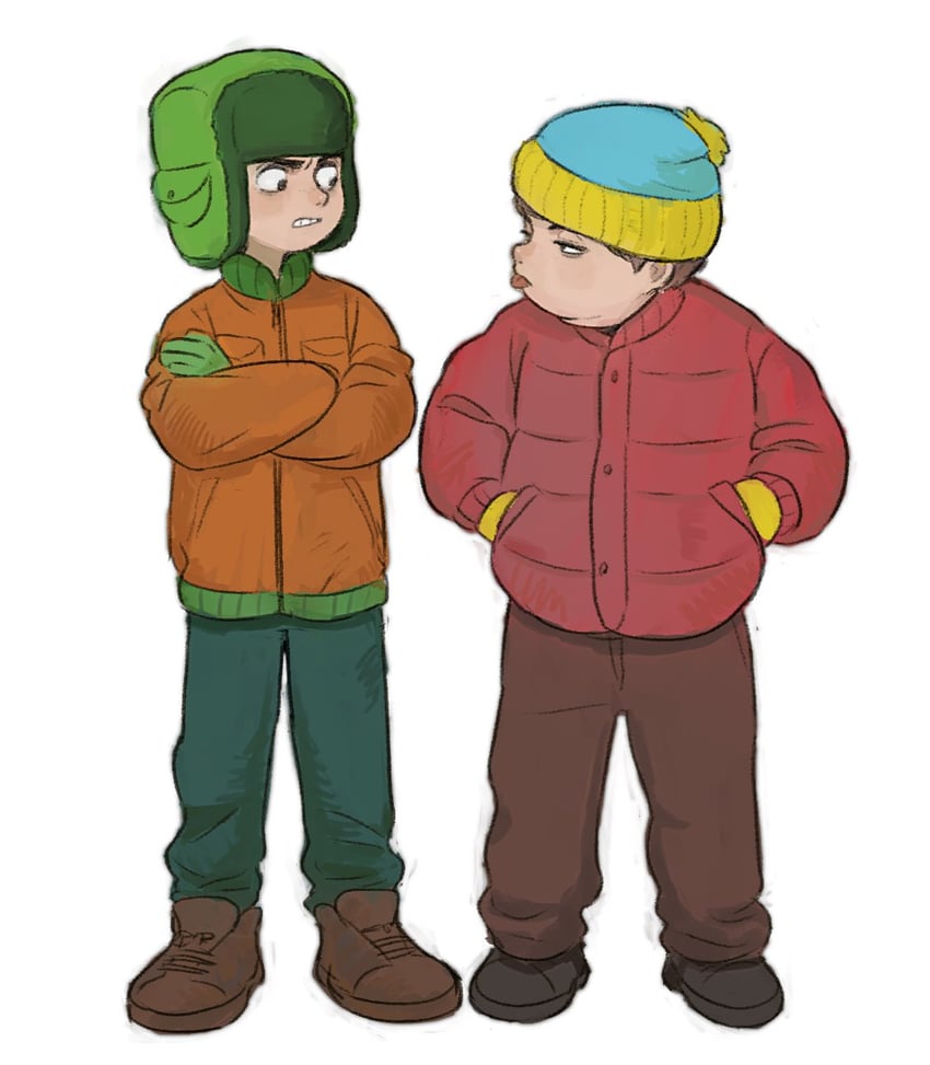 kyle broflovski and eric cartman (south park) drawn by kumao_(uexxww)