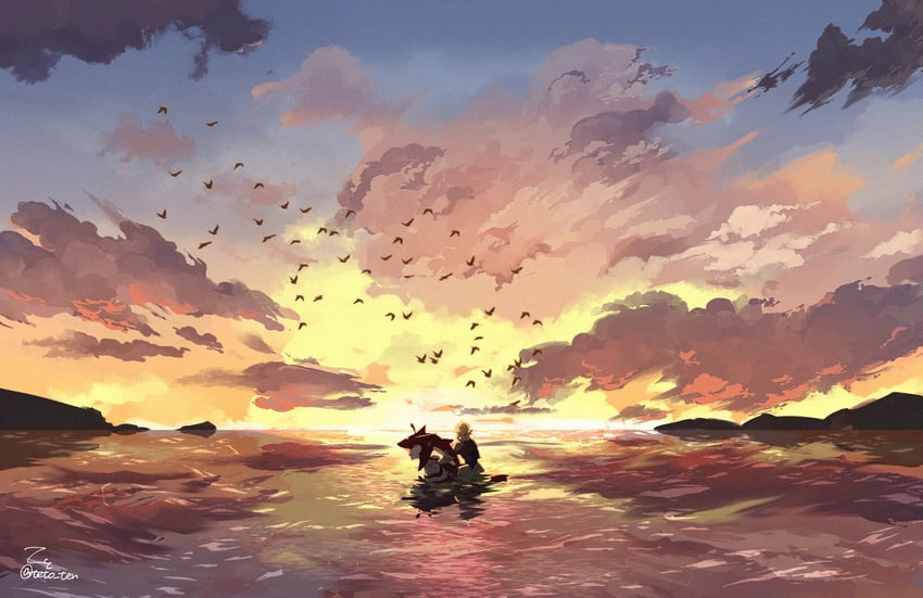 link and sidon (the legend of zelda and 1 more) drawn by teto_ten