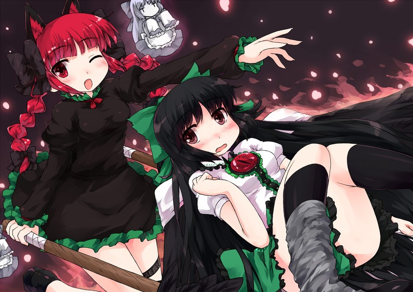 kaenbyou rin, reiuji utsuho, and zombie fairy (touhou) drawn by ktsecond