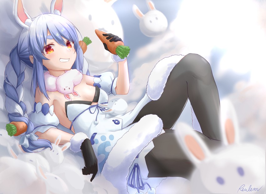 usada pekora and don-chan (hololive) drawn by reulem
