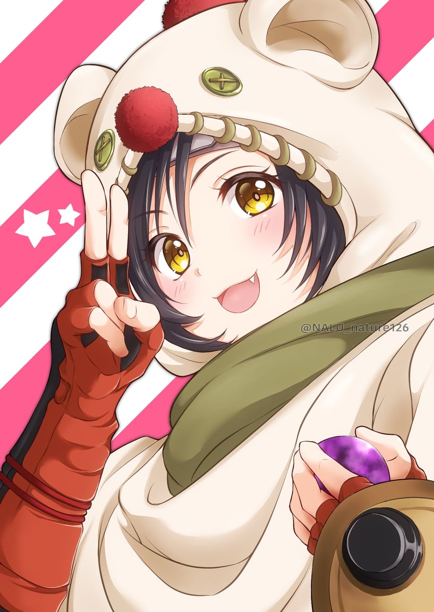 yuffie kisaragi and moogle (final fantasy and 2 more) drawn by nalu