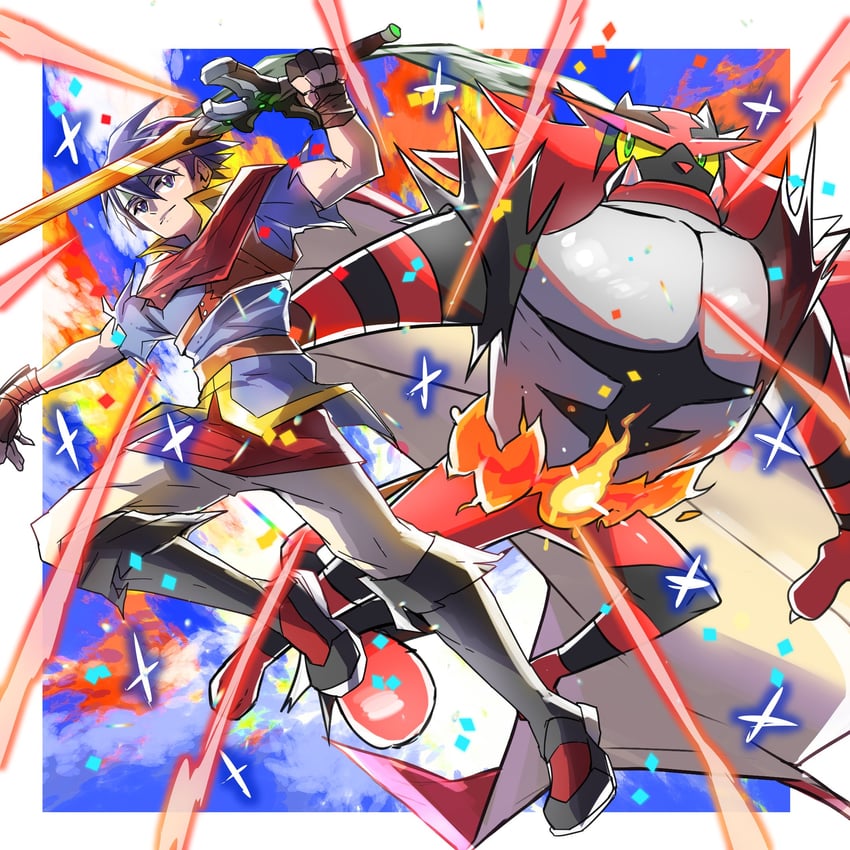 ike and incineroar (pokemon and 3 more) drawn by marinosbas