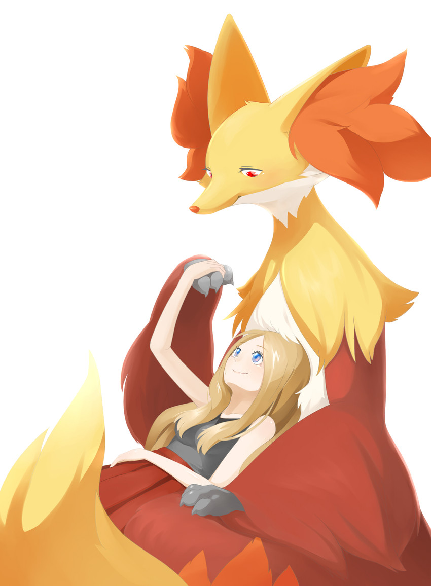 serena and delphox (pokemon and 1 more) drawn by momon_(z22222280)