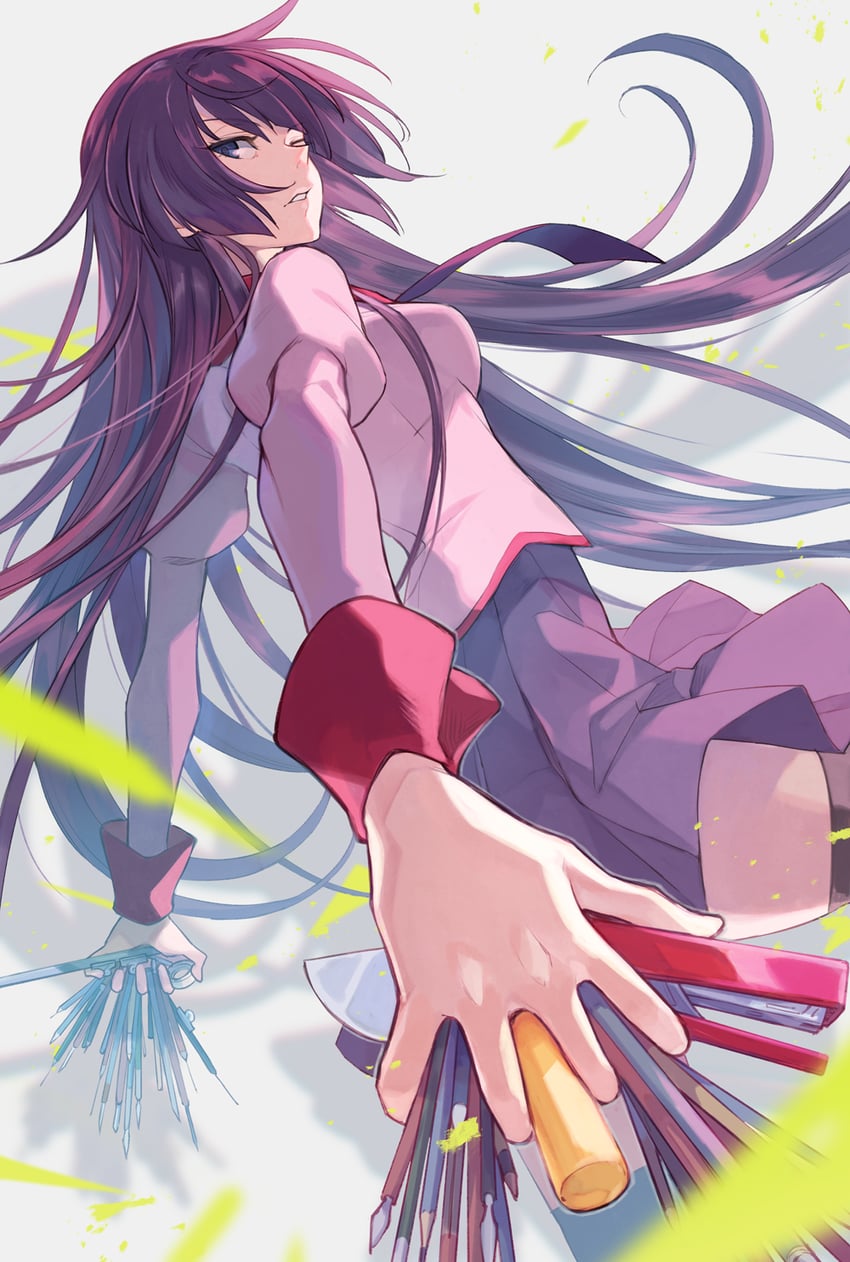 senjougahara hitagi (monogatari and 1 more) drawn by yuko_(uc_yuk)