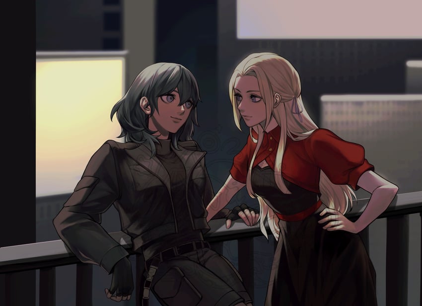 female byleth and edelgard von hresvelg (fire emblem and 1 more) drawn by moyibzs