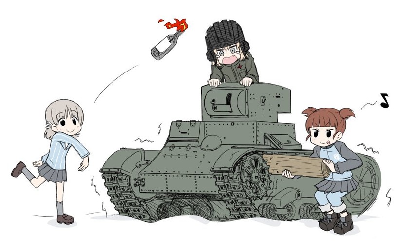 katyusha, aki, and mikko (girls und panzer) drawn by brother_tomita