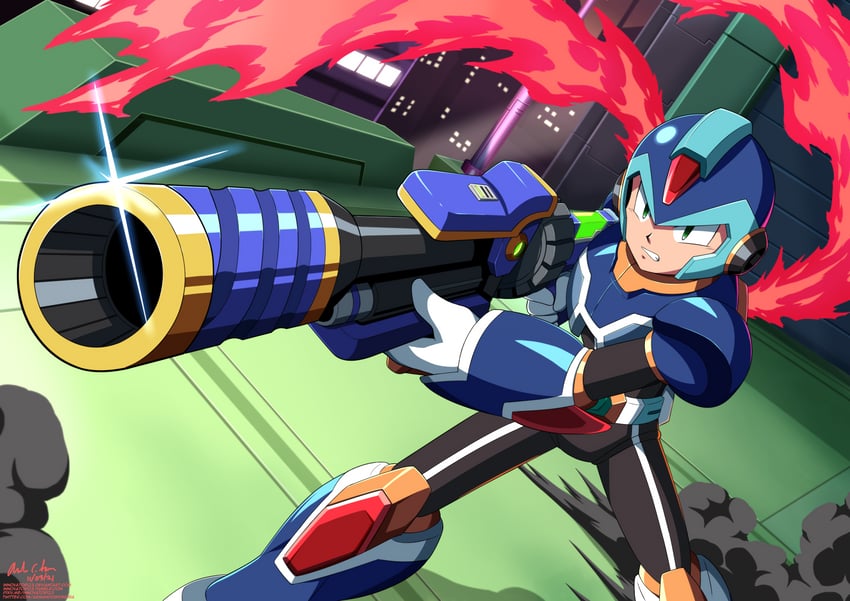 x and new armor x (mega man and 3 more) drawn by innovator123