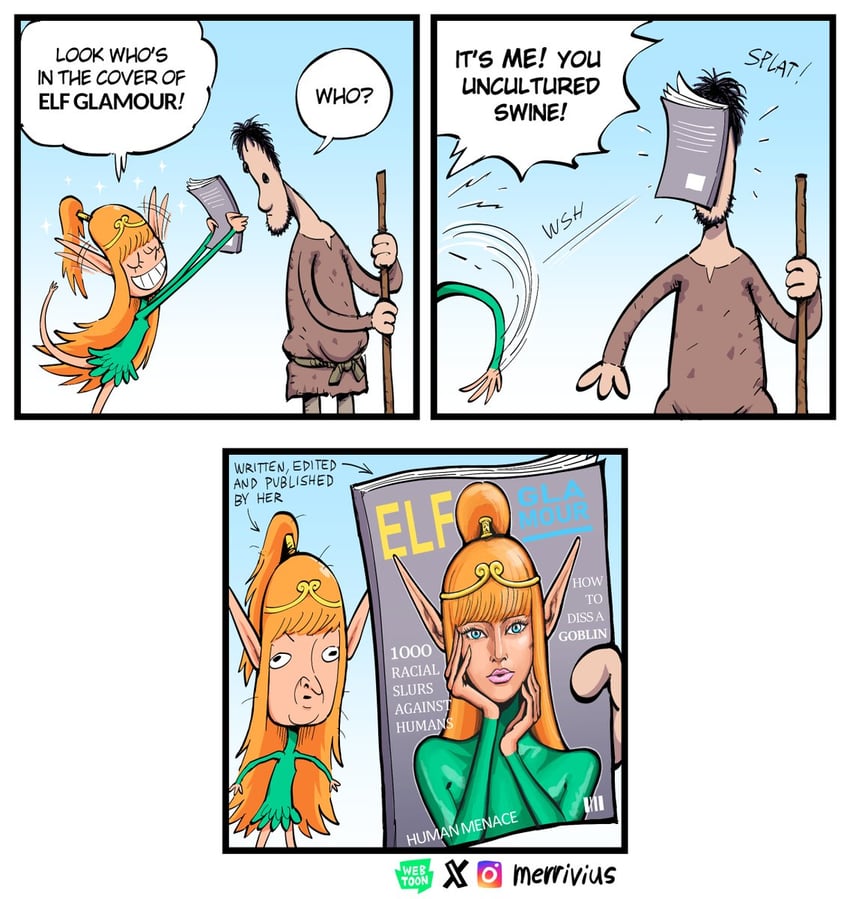elf and human (elf comic) drawn by merrivius
